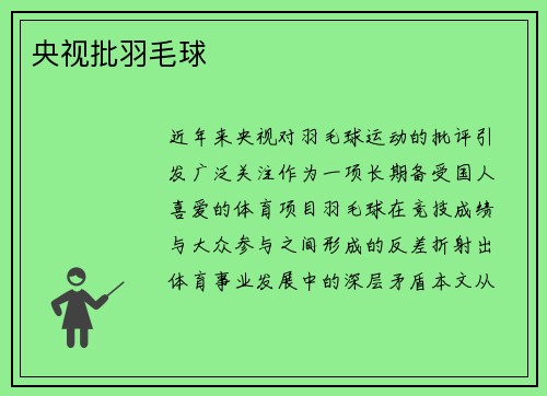 央视批羽毛球