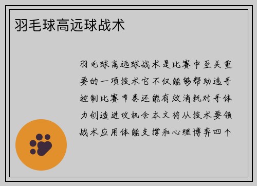 羽毛球高远球战术